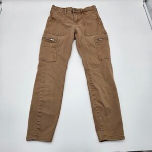 Banana Republic High Rise Skinny Twill Cargo Pants Dark Camel Petite 24 Petite